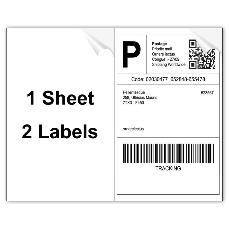 MBLABEL Half Sheet Shipping Labels, 8.5" x 5.5" Address Labels, Half Sheet Self Adhesive Mailing Labels for Laser & Inkjet Printers (100 Sheets, 200 Labels) - Image 1